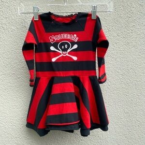 Skull & Crossbones Black & Red Striped Toddler Dress size 2T